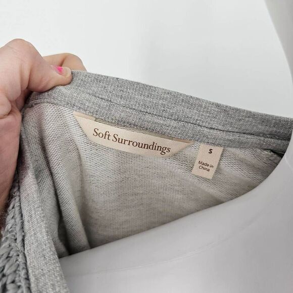 Soft Surroundings French Terry Knit Sleeves Sweater Gray S - Picture 5 of 7
